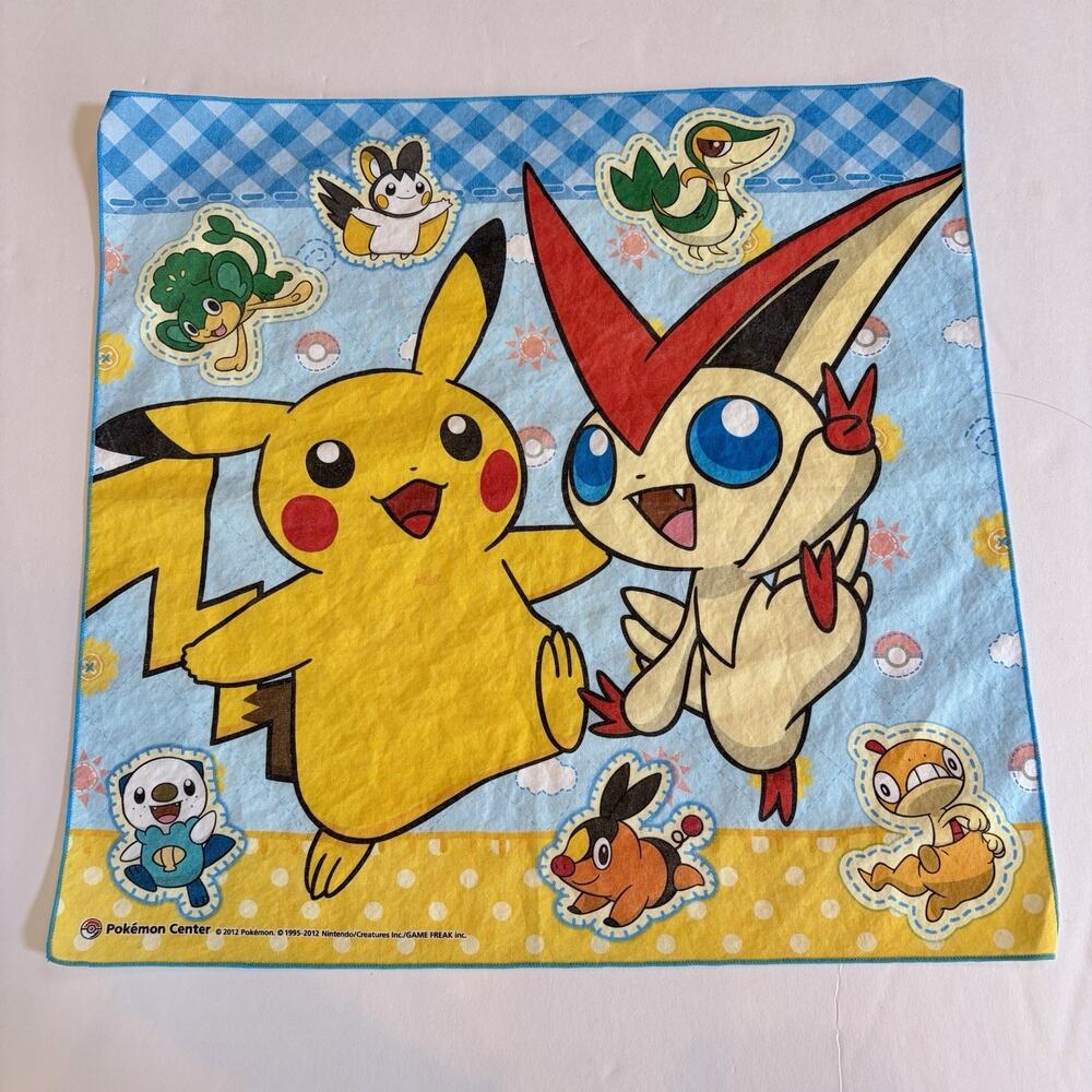 Retro 2010s Pokemon Nintendo Handkerchief Gen 5 Black & White Pikachu & Victini
